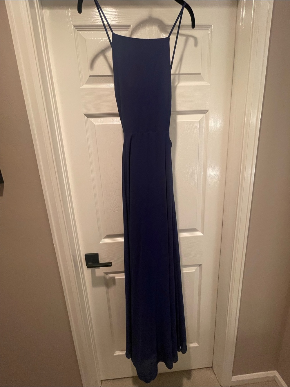 Lulu’s Women's Navy Blue Spaghetti Strap Maxi Wedding Guest Dress
